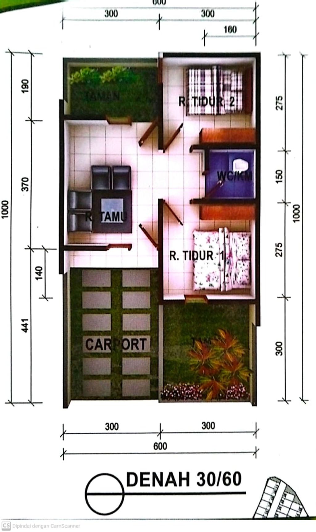 foto denah rumah tipe subsidi perumahan ARIDZKA NURSALAM RESIDENCE