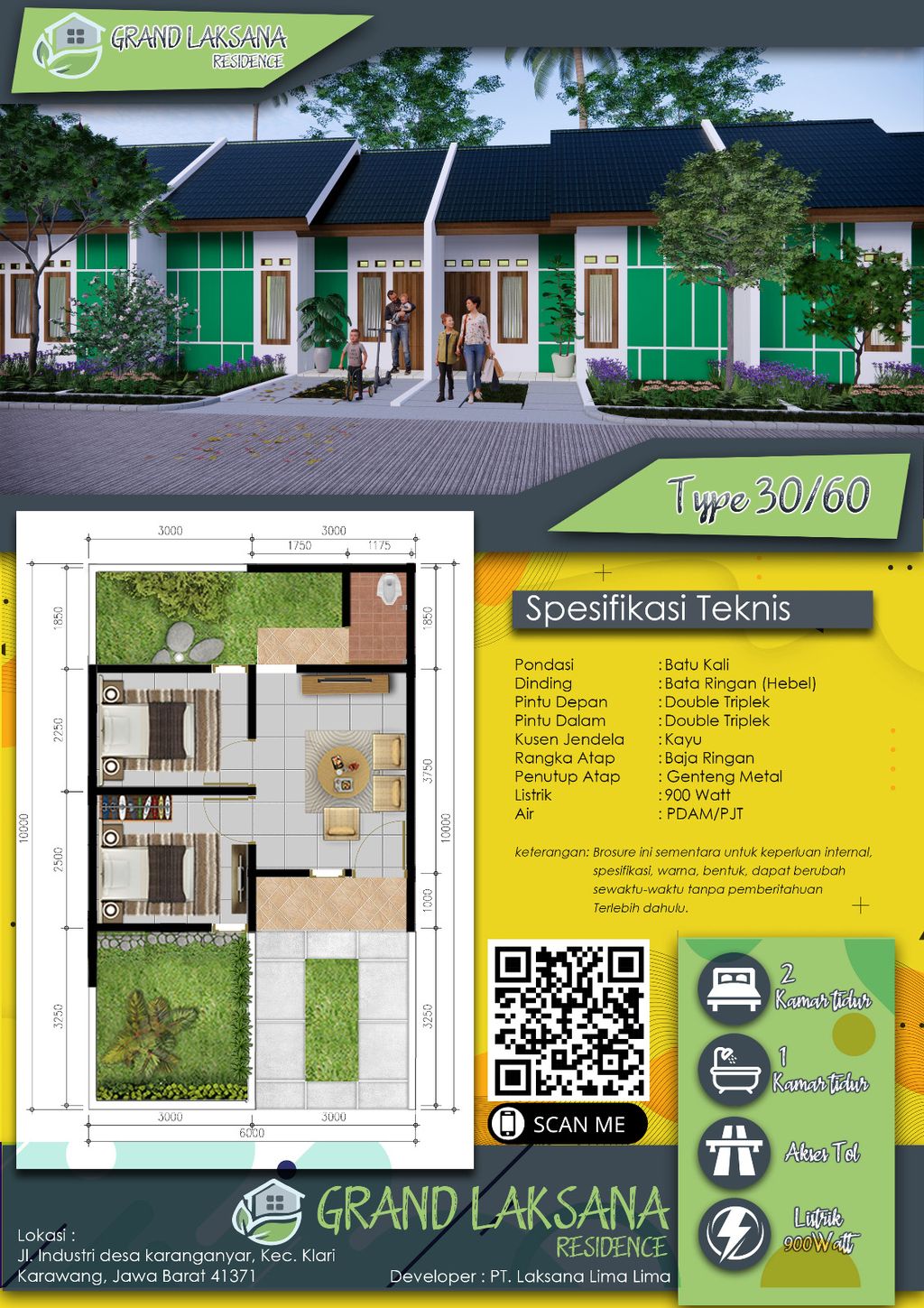 foto denah rumah tipe New Sub 2025 perumahan Grand Laksana Residence