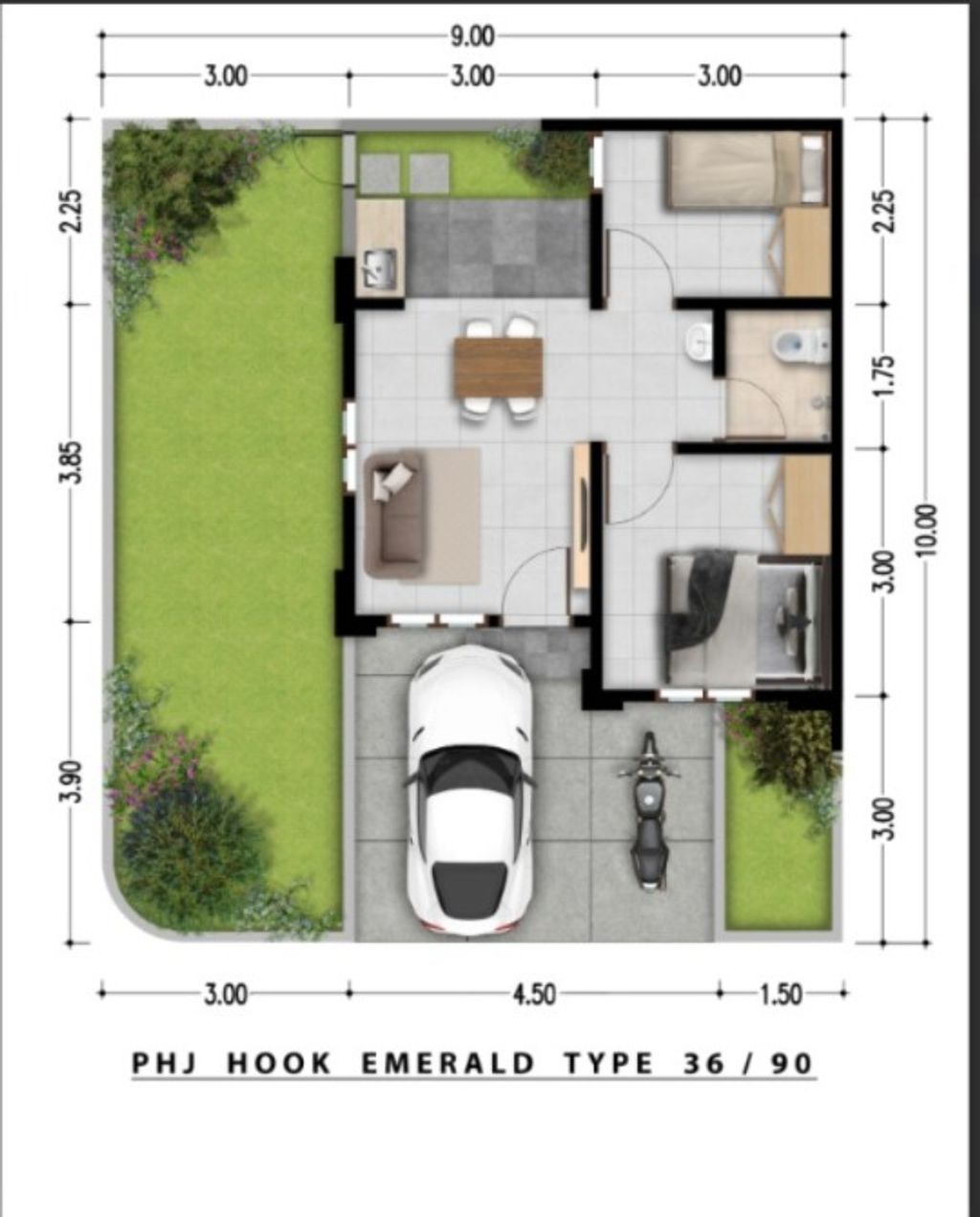 foto denah rumah tipe EMERALD 30/89 343.600.000 perumahan PURI HARMONI JONGGOL