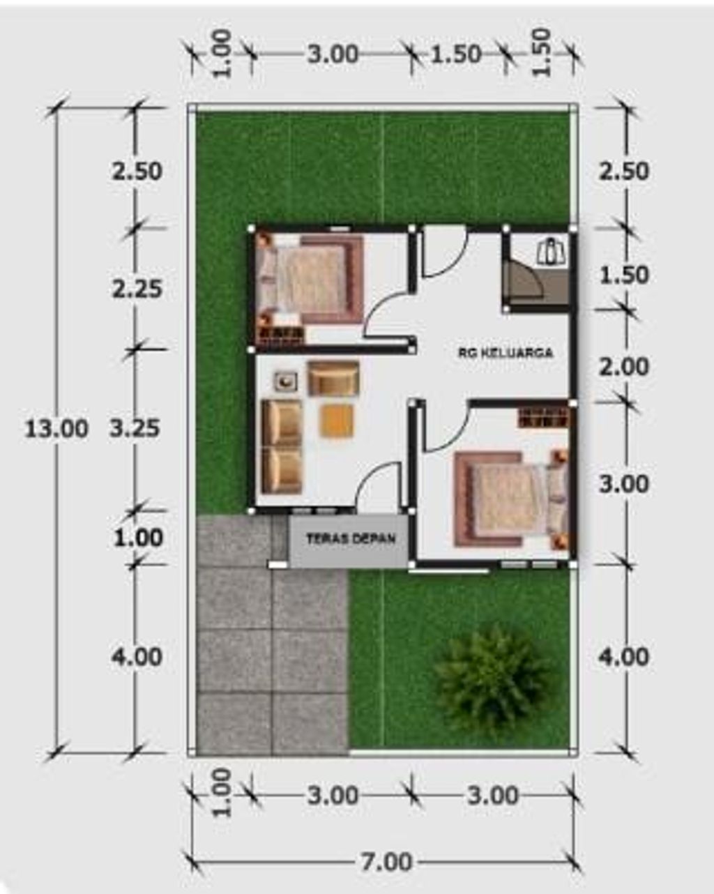 foto denah rumah tipe SUBSIDI 36/91M2 perumahan GRAHA LAVENDER INDAH