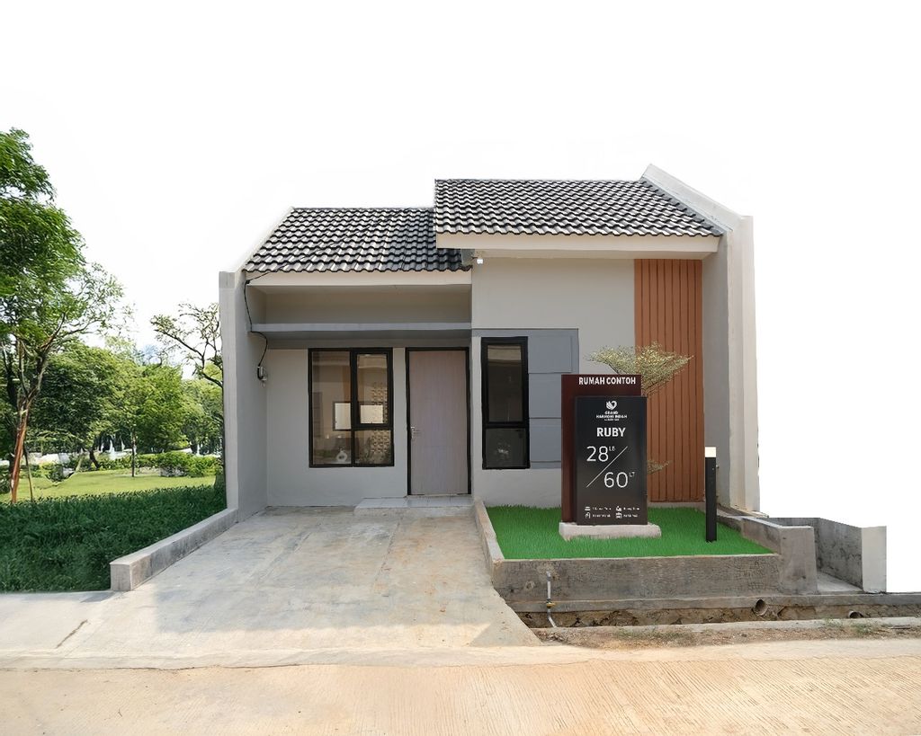 foto tampak rumah tipe RUBY 28/60 185.000.000 perumahan Grand Harmoni Indah Tahap II