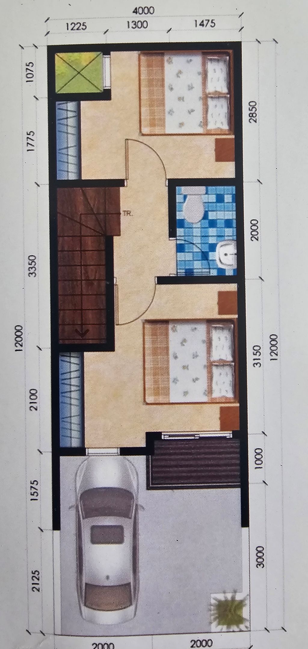 foto denah rumah tipe 64 EU C perumahan Gladiola Residence