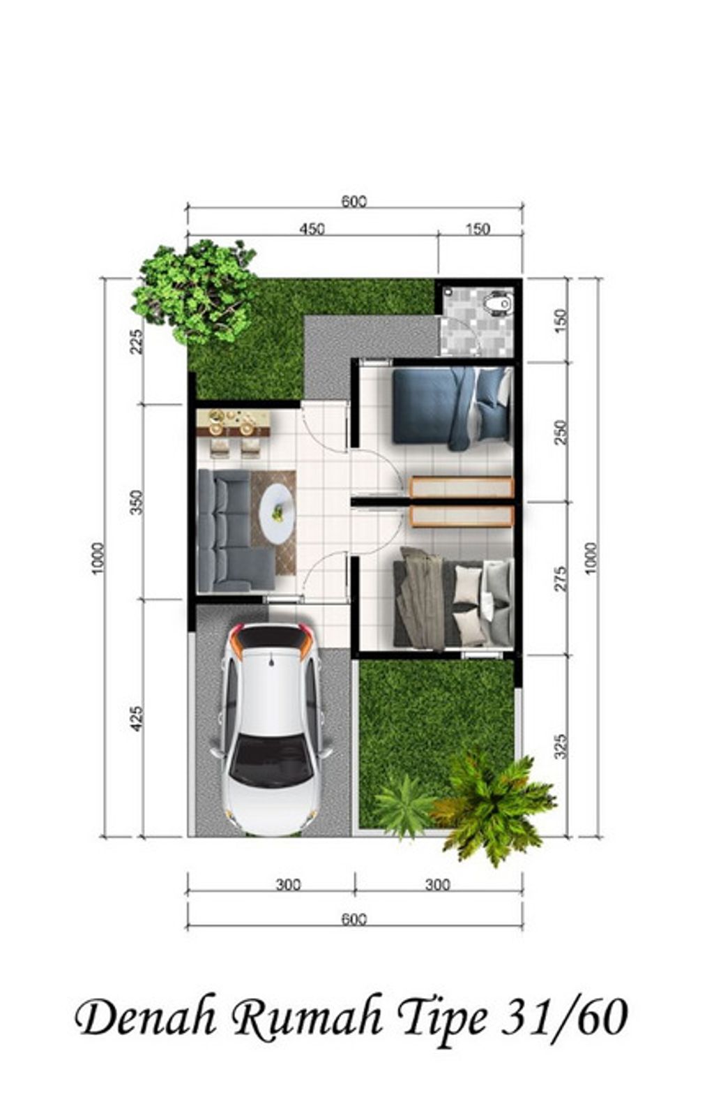 foto denah rumah tipe 31/60 E3.8 perumahan TRITIH GOLF RESIDENCE TAHAP 2
