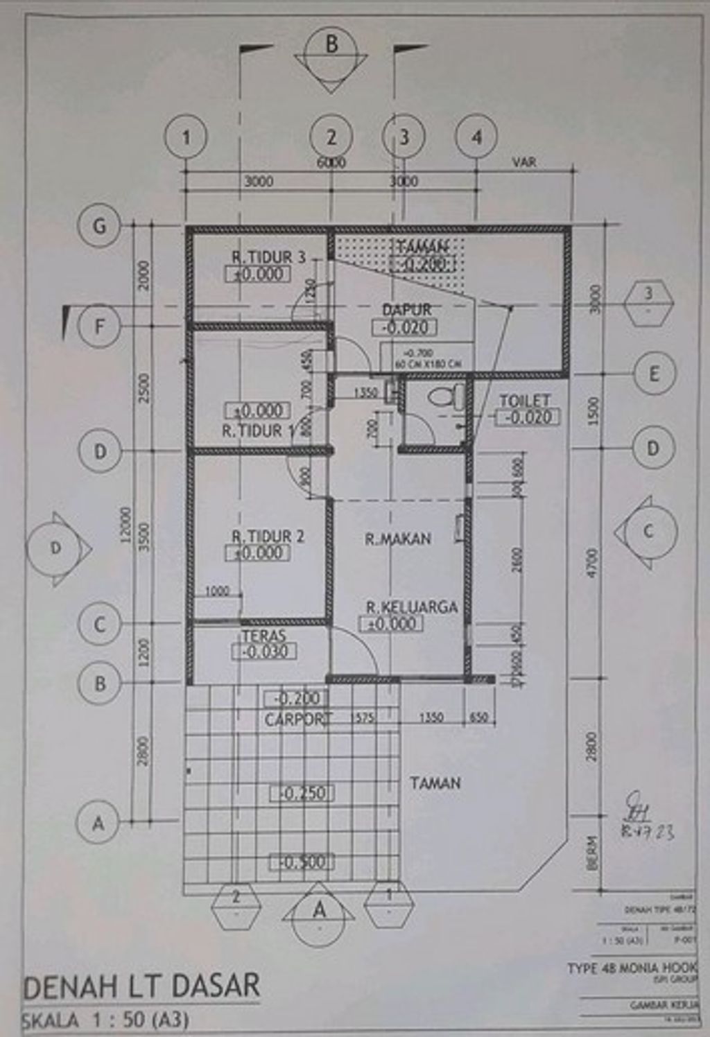 foto denah rumah tipe MONIA 842 perumahan MUTIARA GADING CITY CLUSTER MONACO & PARIS