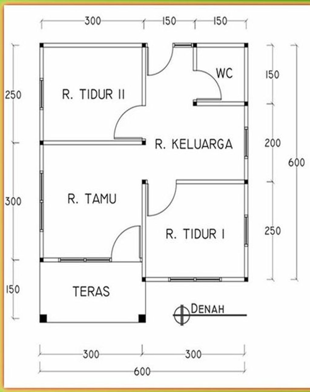 foto denah rumah tipe 36 HARGA TERBARU 2024 perumahan DARUSSALAM BAHAGIA TAHAP 2