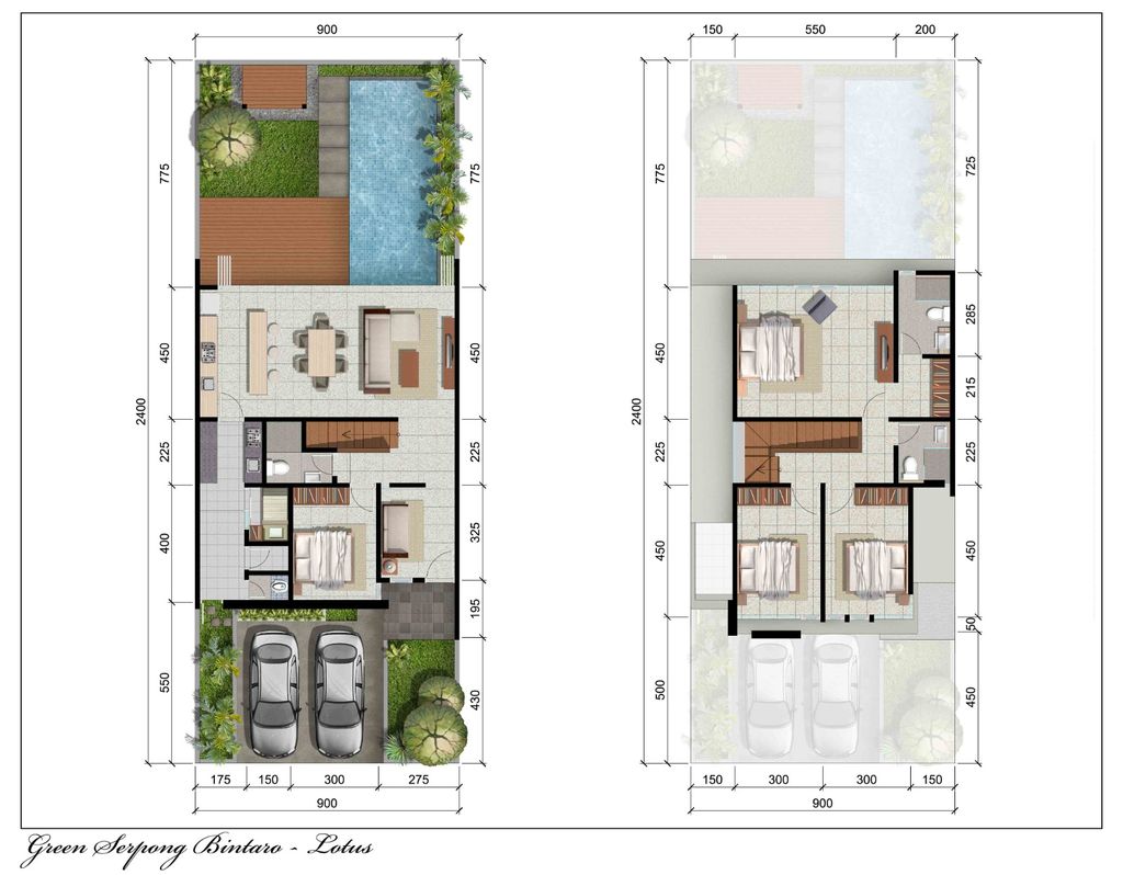 foto denah rumah tipe Lotus 144 perumahan Green Serpong Bintaro