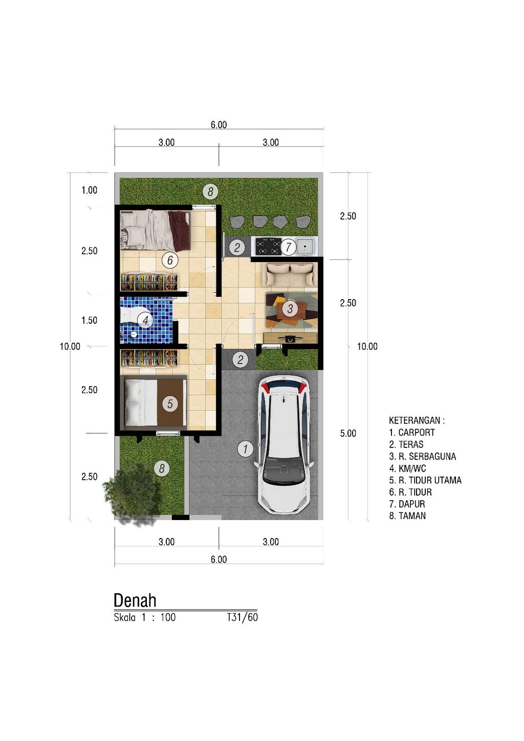 foto denah rumah tipe MODERN 2 perumahan Mahkota Raya Rengganis