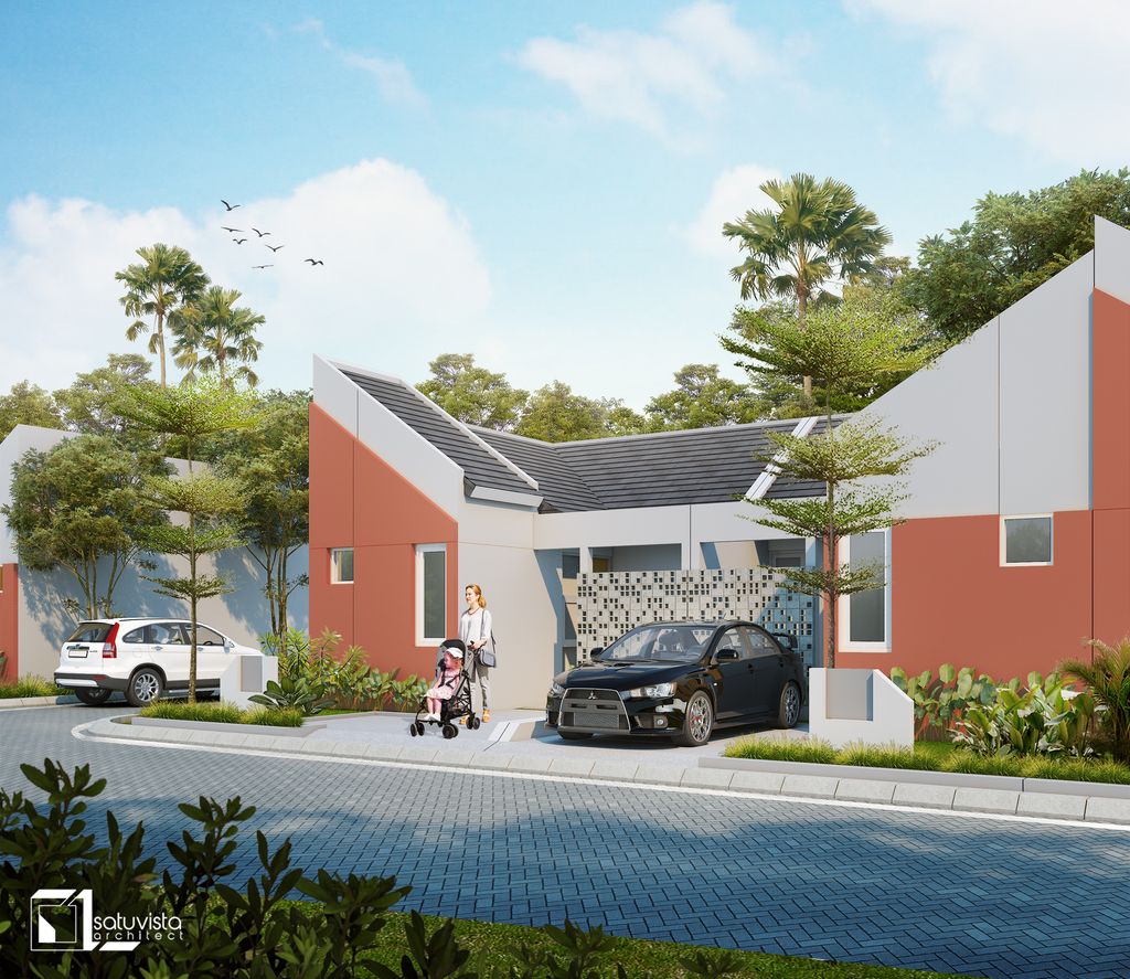 foto tampak rumah tipe MODREN 1 perumahan Mahkota Raya Rengganis