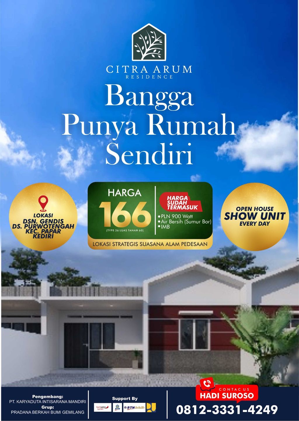 foto tampak rumah tipe 60/36 perumahan CITRA ARUM RESIDENCE