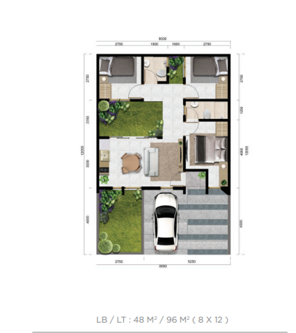 foto denah rumah tipe BURGUNDY CHR - H.09/39 perumahan PERUMAH CITRA CITY SENTUL KAWASAN REGULER