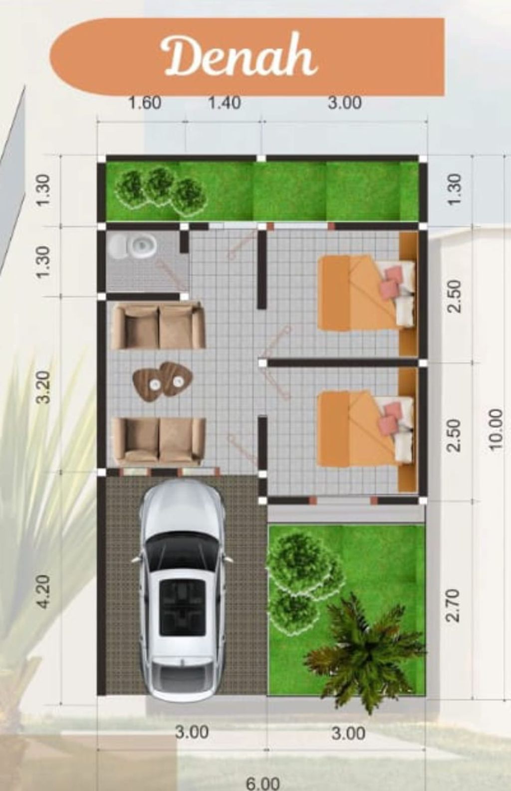 foto denah rumah tipe 30/60 perumahan BERLIAN RAYA