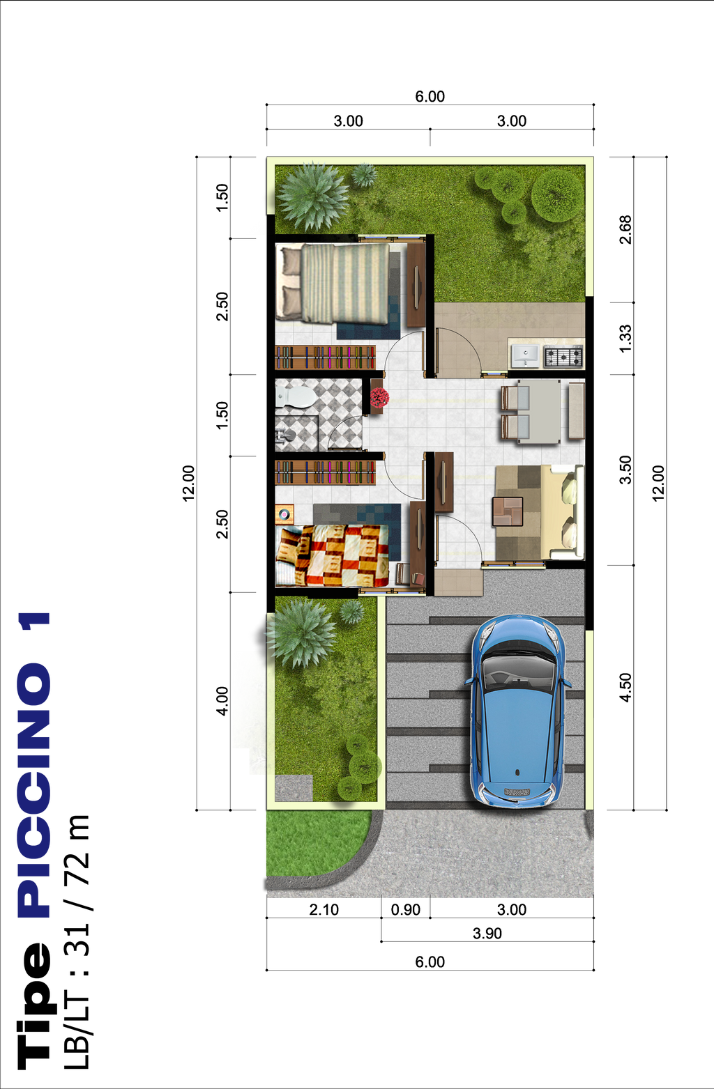 foto denah rumah tipe PICINO IRR - STANDARD perumahan CITRA RAYA - CLUSTER VILLAGIO dan RUKO