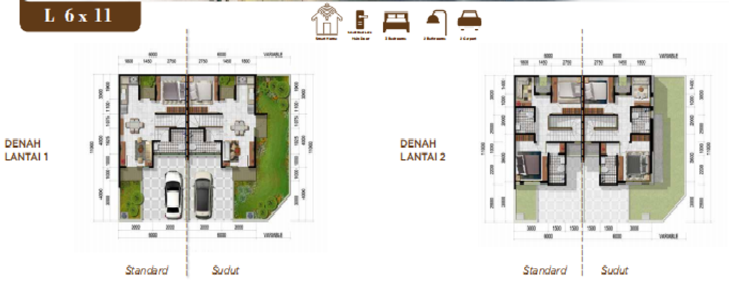 foto denah rumah tipe NEO CEDAR 1 STANDAR perumahan CITRA ECOPOLIS RAYA - CLUSTER THE TREES