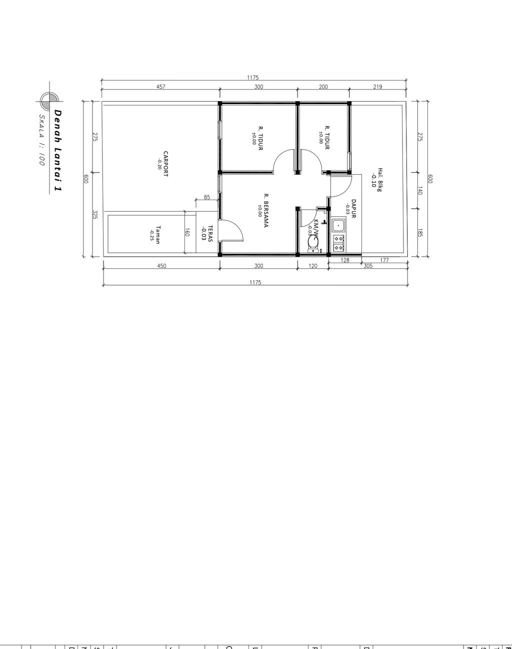 foto denah rumah tipe 30 1 Lantai Landed (388) perumahan G-Land Padalarang Valley
