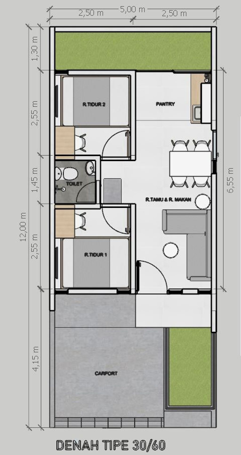 foto denah rumah tipe 30/60 perumahan IXORRA RESIDENCE