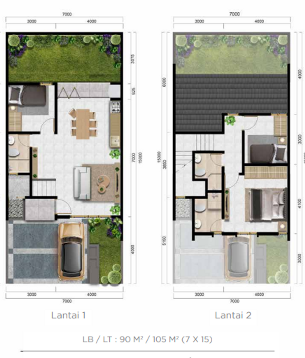 foto denah rumah tipe CHAMPAGNE-W O.03/15 - COR perumahan PERUMAH CITRA CITY SENTUL KAWASAN REGULER