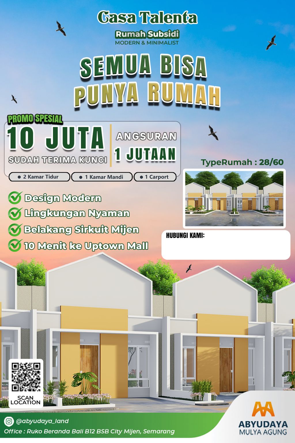 foto tampak rumah tipe SUBSIDI perumahan CASA TALENTA