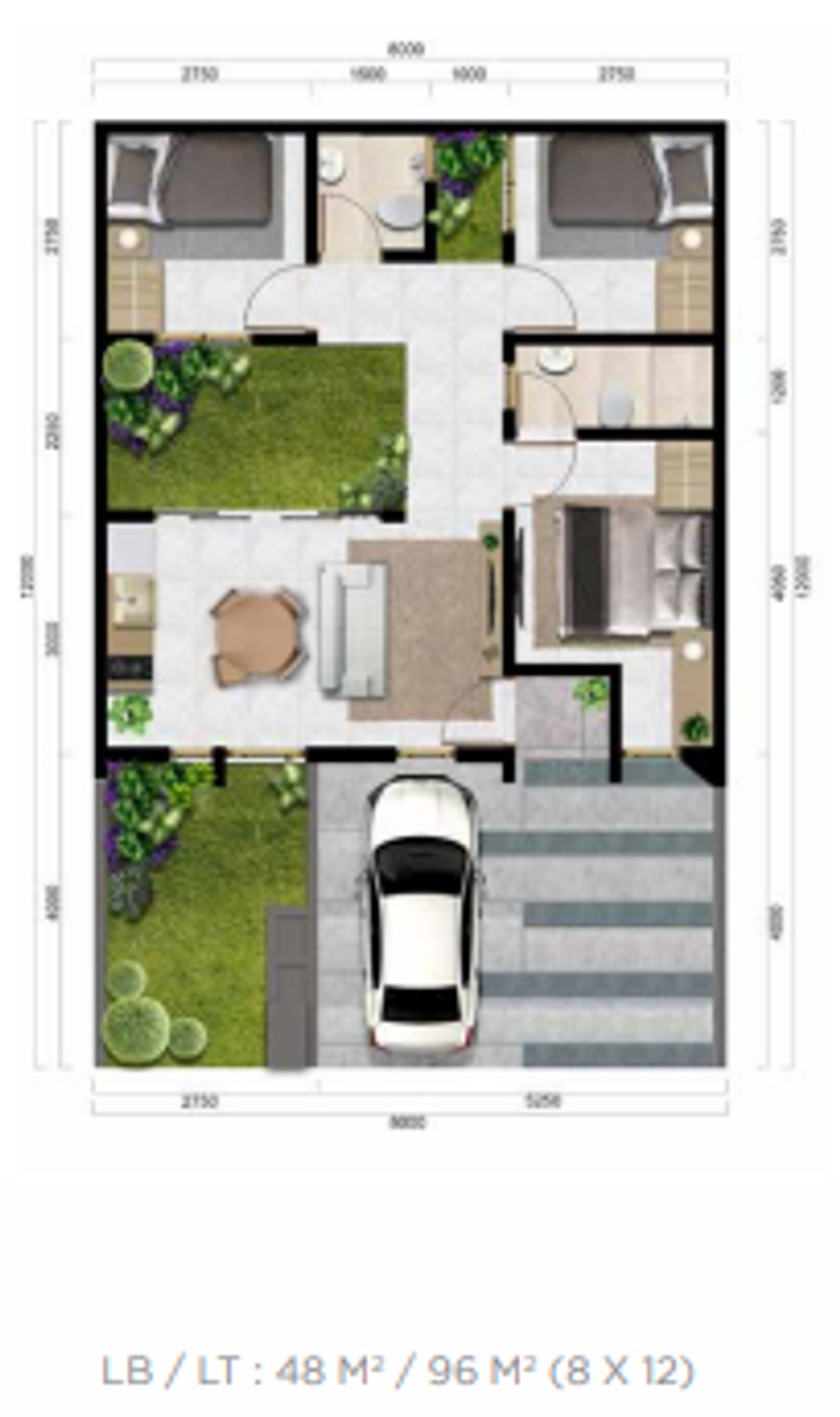 foto denah rumah tipe BURGUNDY-W O.06/01 - COR perumahan PERUMAH CITRA CITY SENTUL KAWASAN REGULER