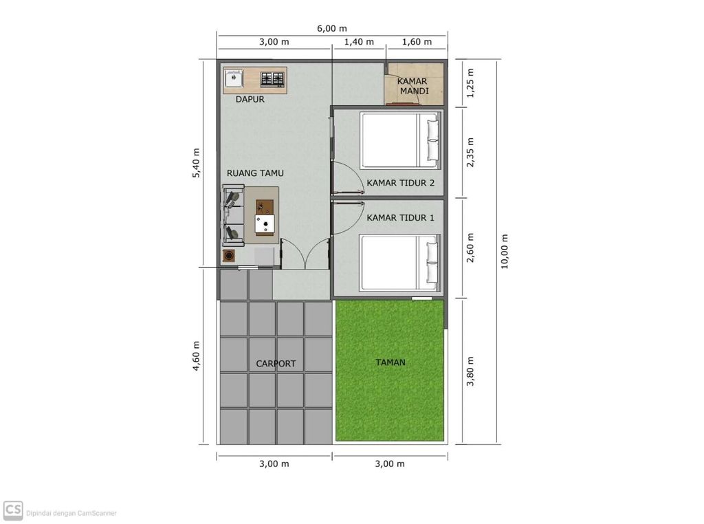 foto denah rumah tipe standar subsidi perumahan Villa Athaland Sindangmulya 3