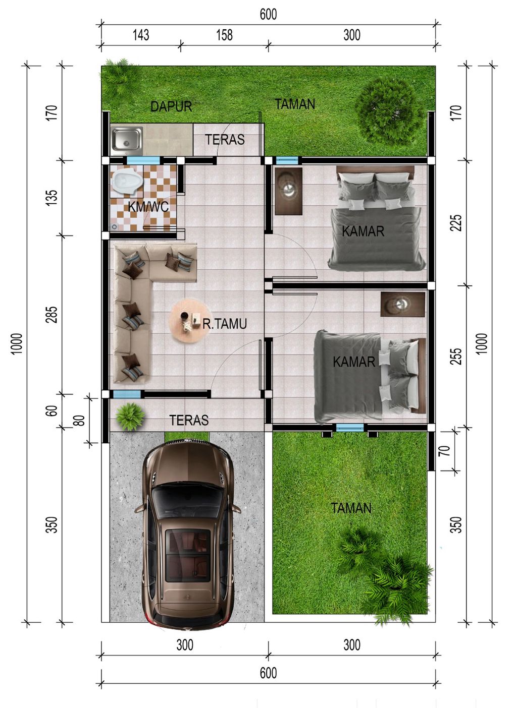 foto denah rumah tipe SUBSIDI perumahan NEW BUKIT TENTREM TRIWIDADI