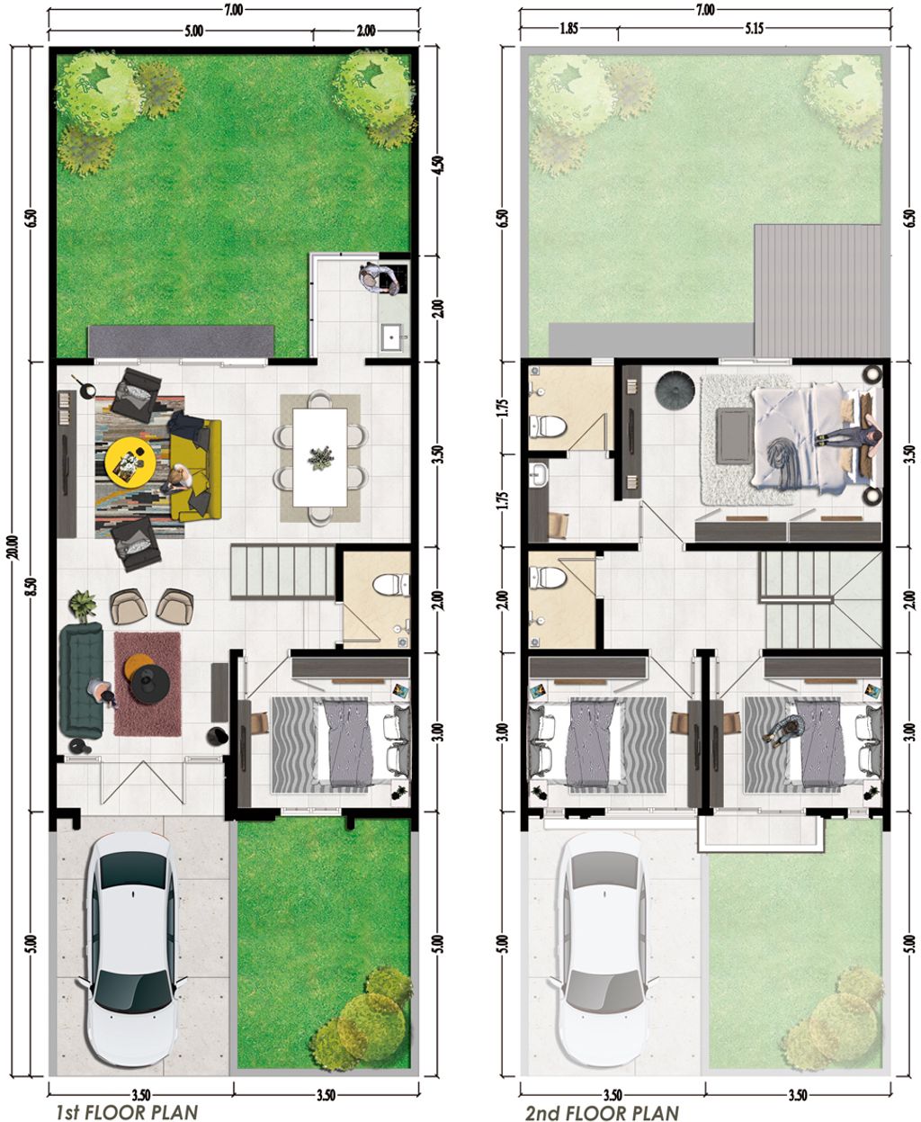 foto denah rumah tipe Alamanda D-60 perumahan GREEN ORCHID RESIDENCE - CLUSTER VENOSA TYPE ALAMANDA