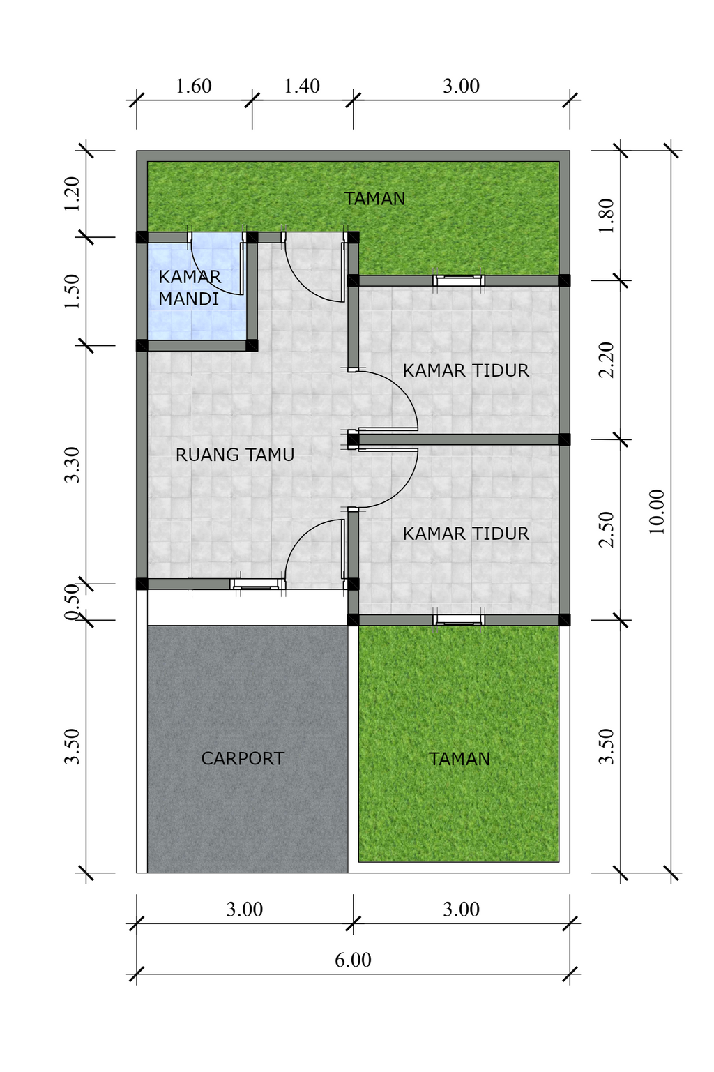 foto denah rumah tipe 30/60 perumahan Puri Lingga Asri