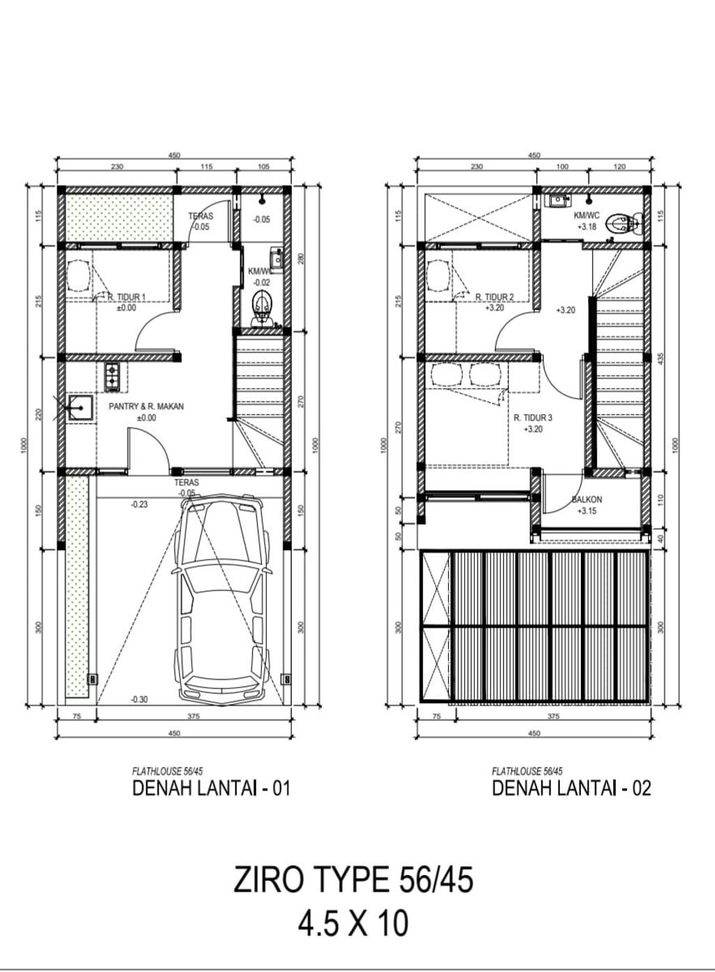 foto denah rumah tipe Ziro 56/45 perumahan The Araya