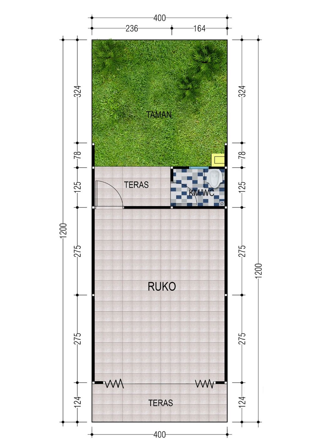 foto denah rumah tipe KIOS perumahan NEW BUKIT TENTREM TRIWIDADI