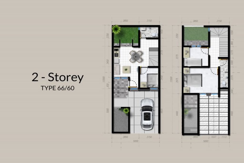 foto denah rumah tipe JASMINE VALLEY 66/60 perumahan The Araya