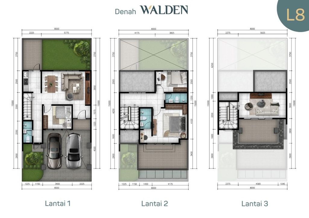 foto denah rumah tipe WALDEN L8 perumahan Metland Transyogi Cibubur