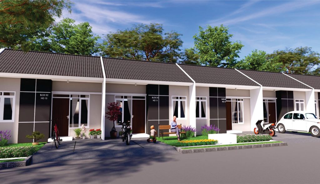 foto tampak rumah tipe 28/100 perumahan GREEN HARMONY WARAKAS 2