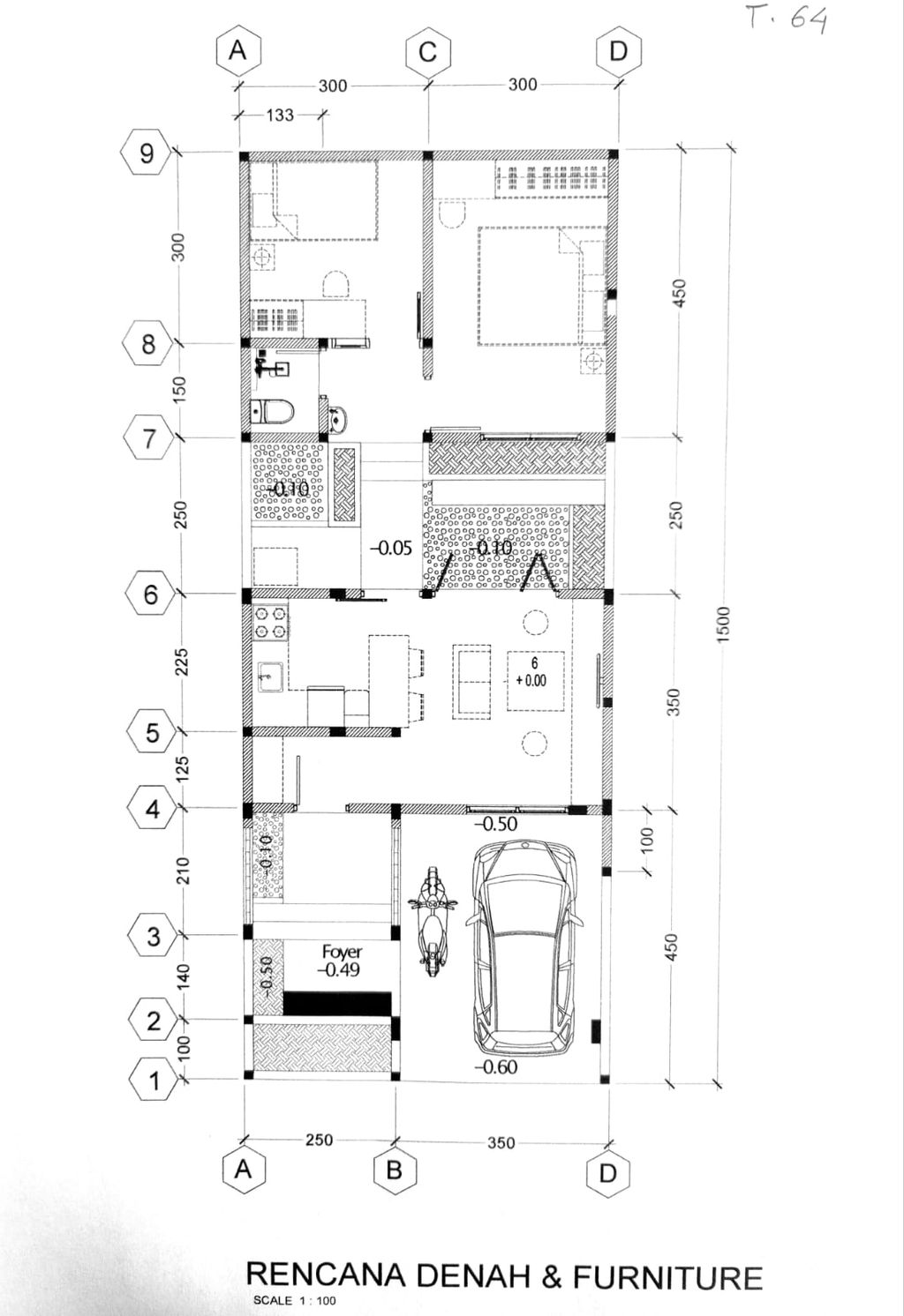 foto denah rumah tipe BRASSIA HILL 64/90 perumahan The Araya