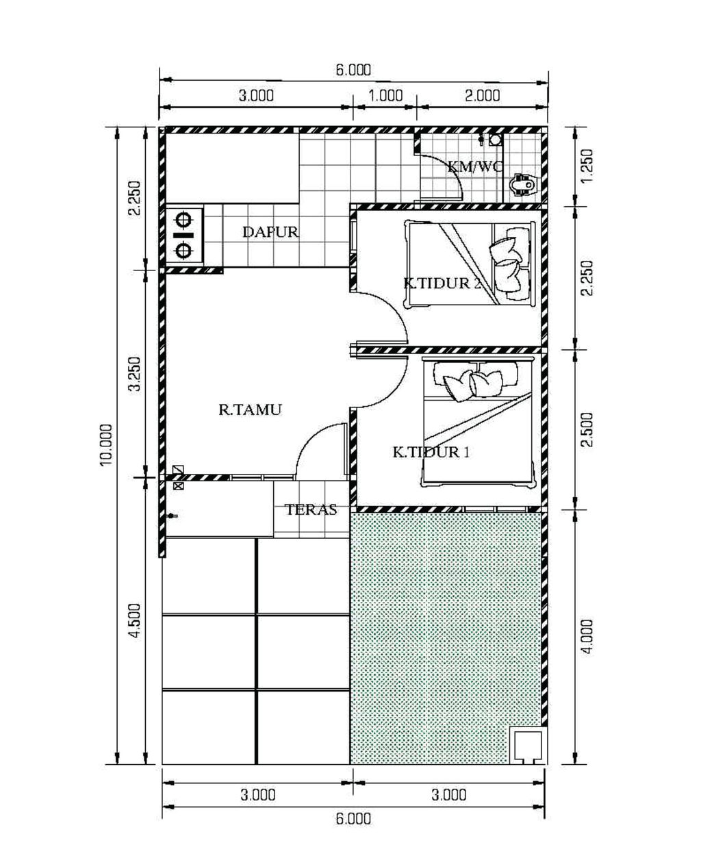 foto denah rumah tipe 28/100 perumahan GREEN HARMONY WARAKAS 2