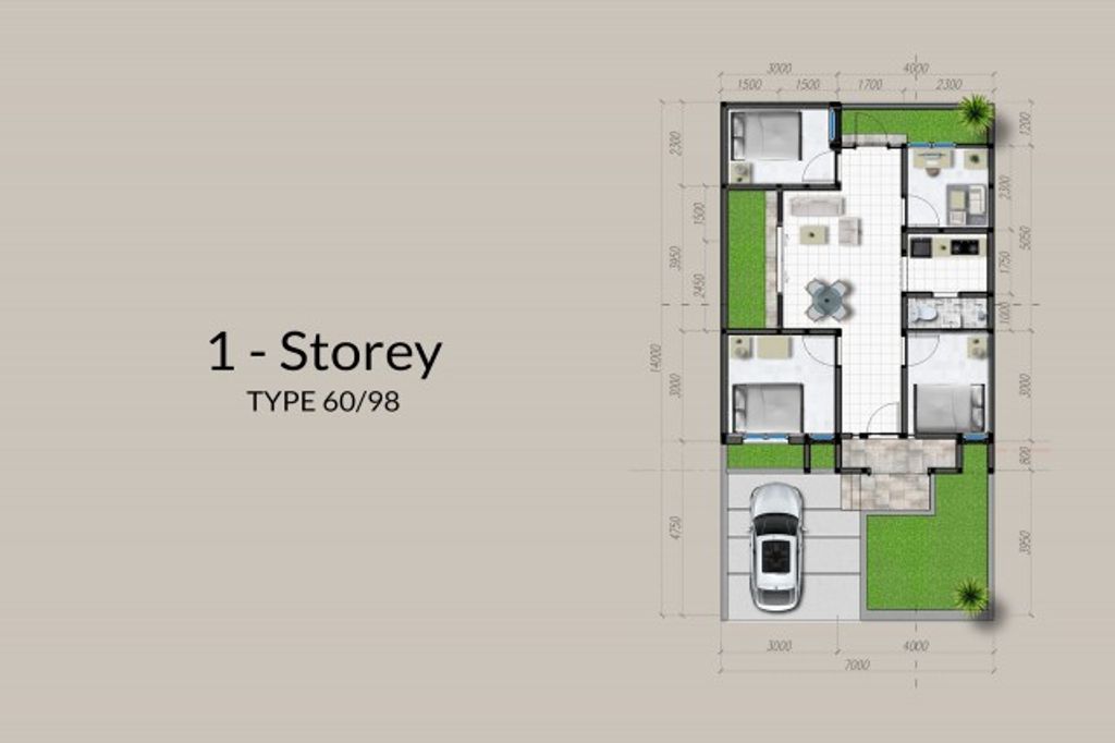 foto denah rumah tipe BRASSIA HILL 3 60/98 perumahan The Araya