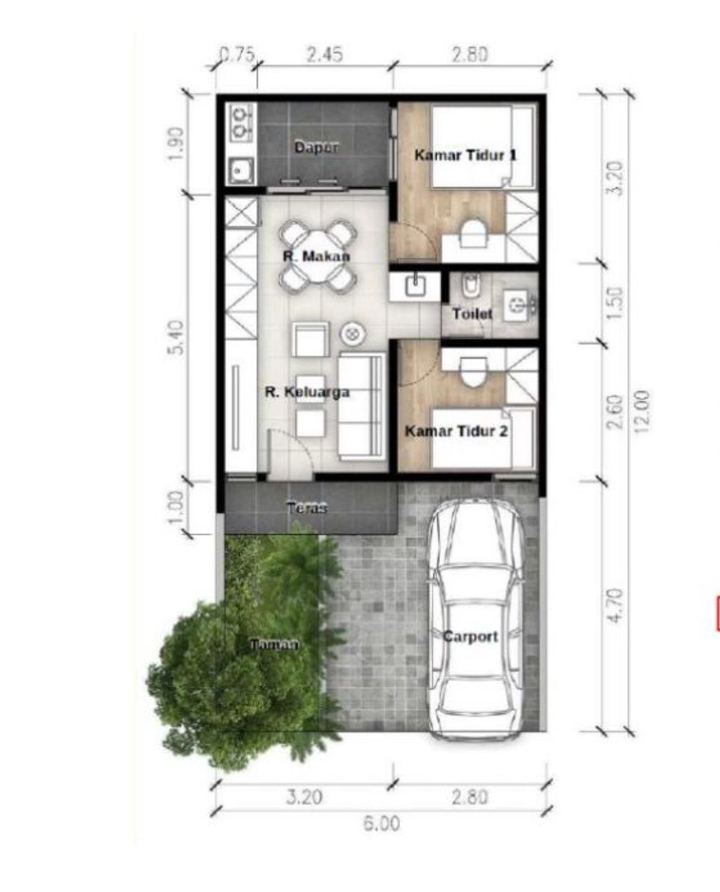 foto denah rumah tipe 1 Lantai perumahan Kopo Kanaya Residence