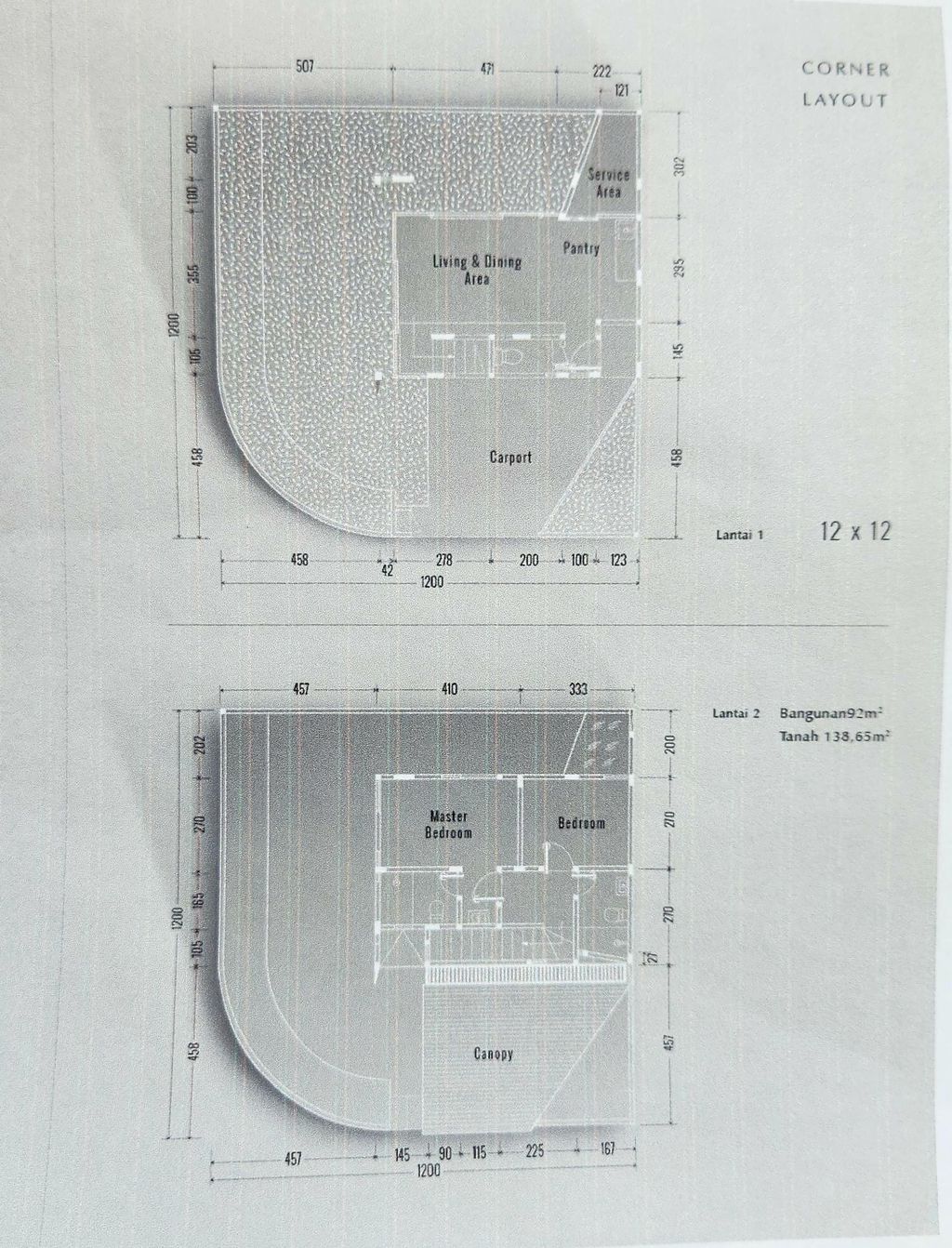 foto denah rumah tipe Artierre 90/155 perumahan The Araya