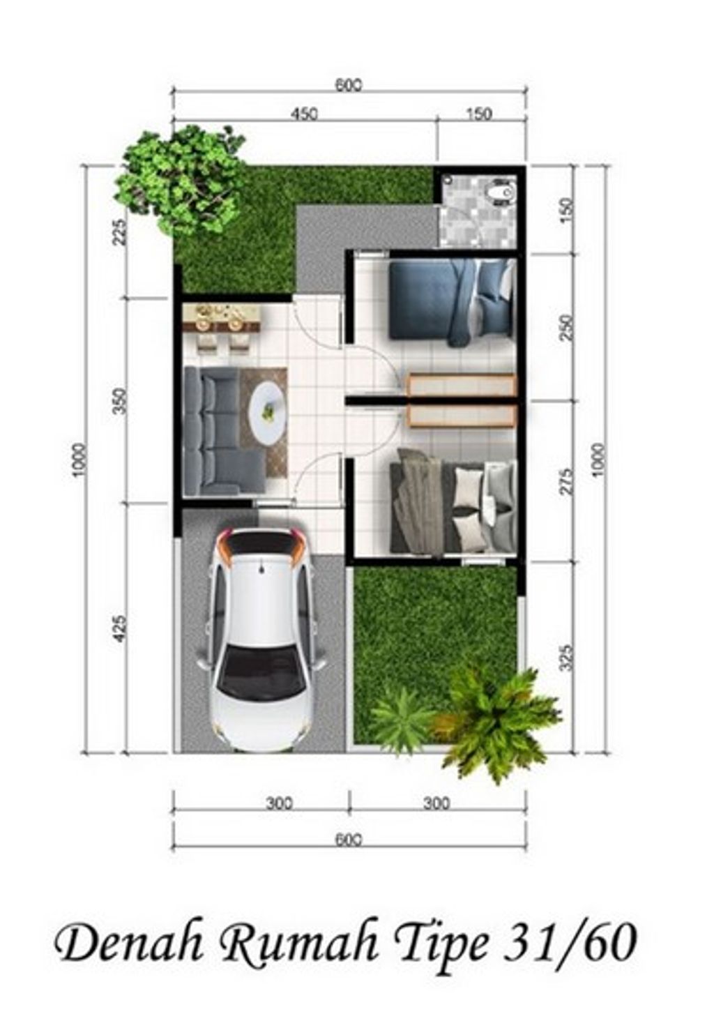 foto denah rumah tipe 31/60 E4.9 perumahan TRITIH GOLF RESIDENCE TAHAP 2