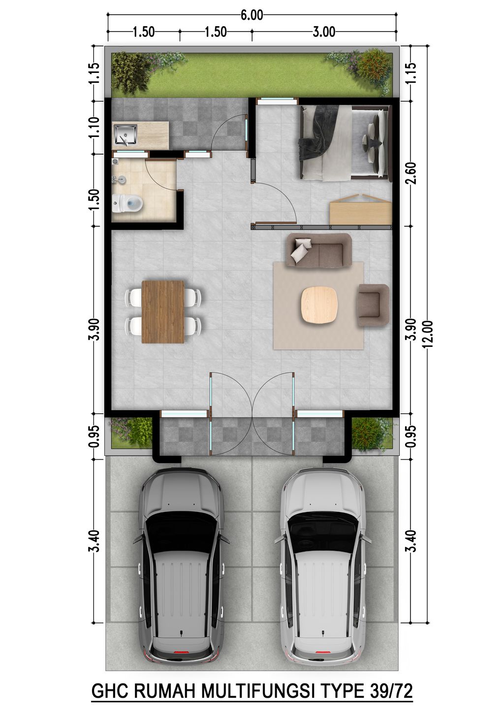 foto denah rumah tipe Rumah Multifungsi Nexus Harga 421.300.000 perumahan GRAN HARMONI CIBITUNG TAHAP 2