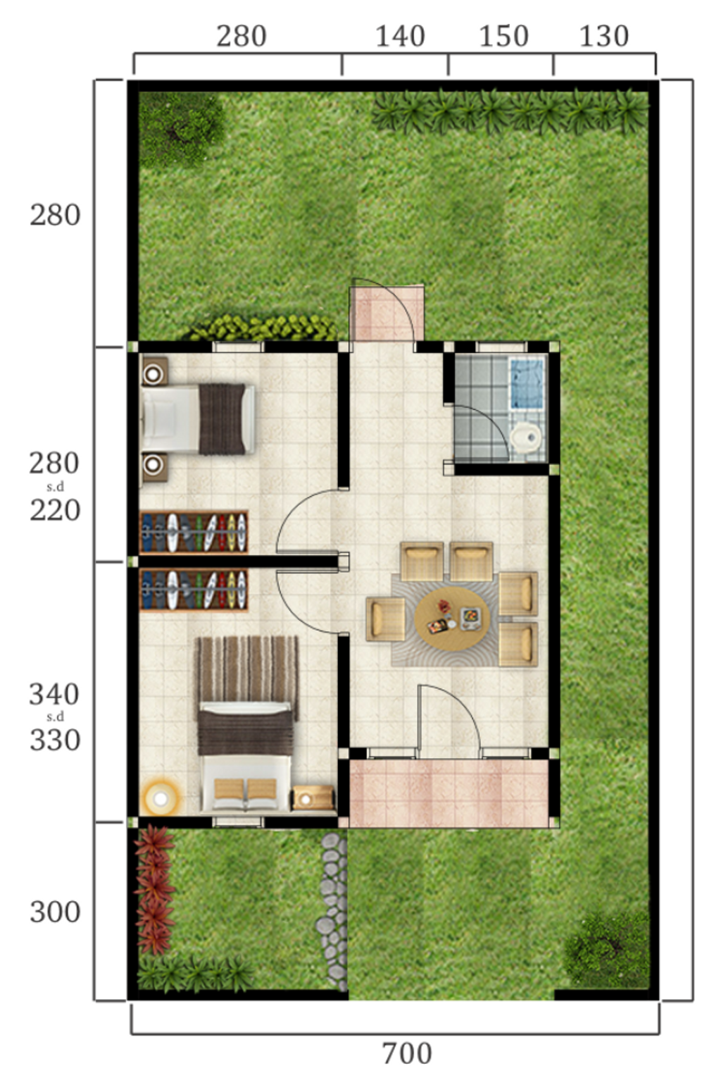 foto denah rumah tipe RS 36/84 BARU perumahan Bukit Assorajang Permai