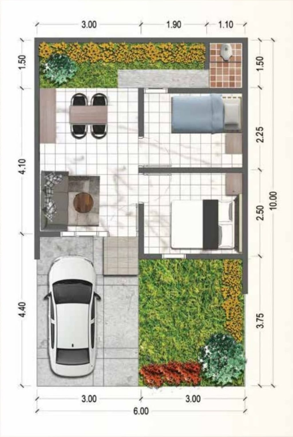 foto denah rumah tipe 30/60 perumahan Graha Cipta 5