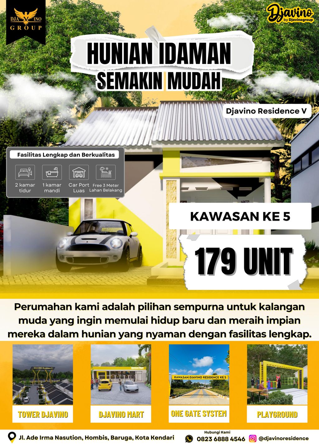 foto denah rumah tipe 36 2025 perumahan DJAVINO RESIDENCE V