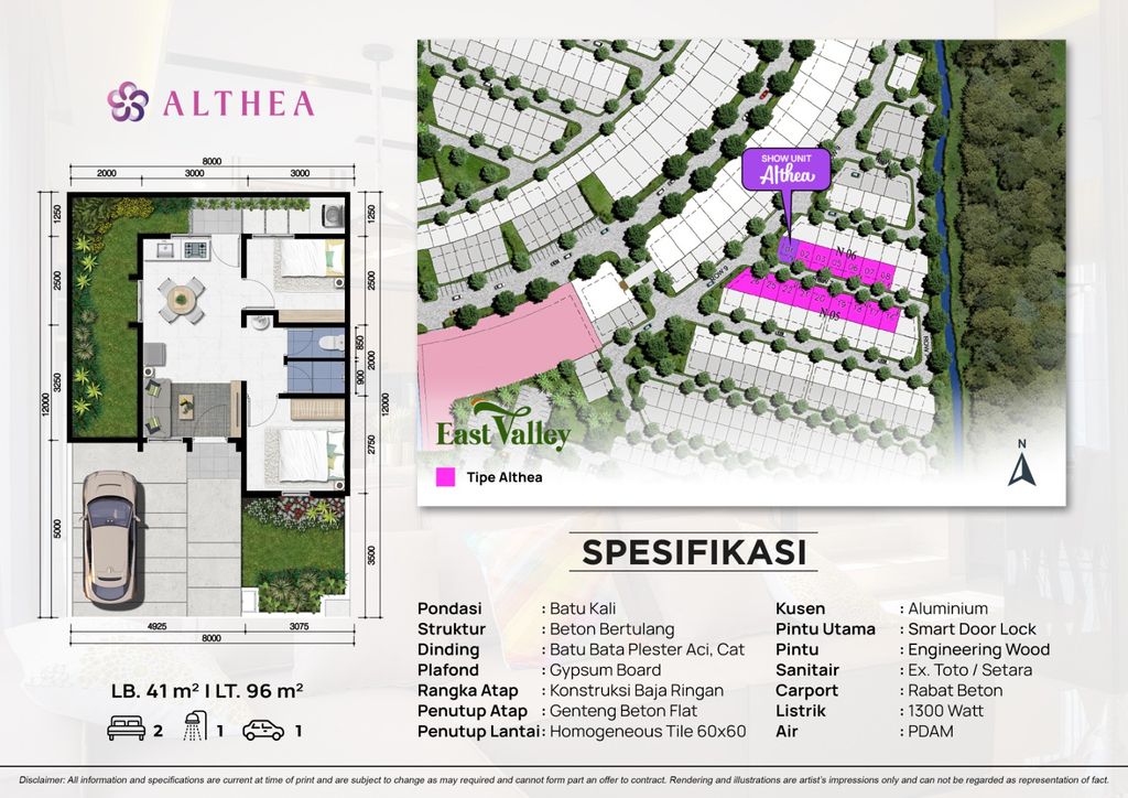 foto denah rumah tipe Althea perumahan CitraGarden BMW