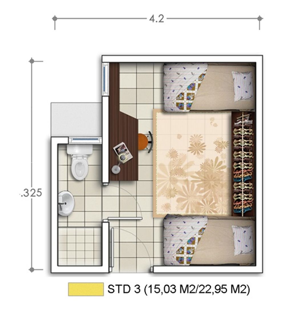 foto denah rumah tipe AR.2 perumahan APARTEMENT AEROPOLIS