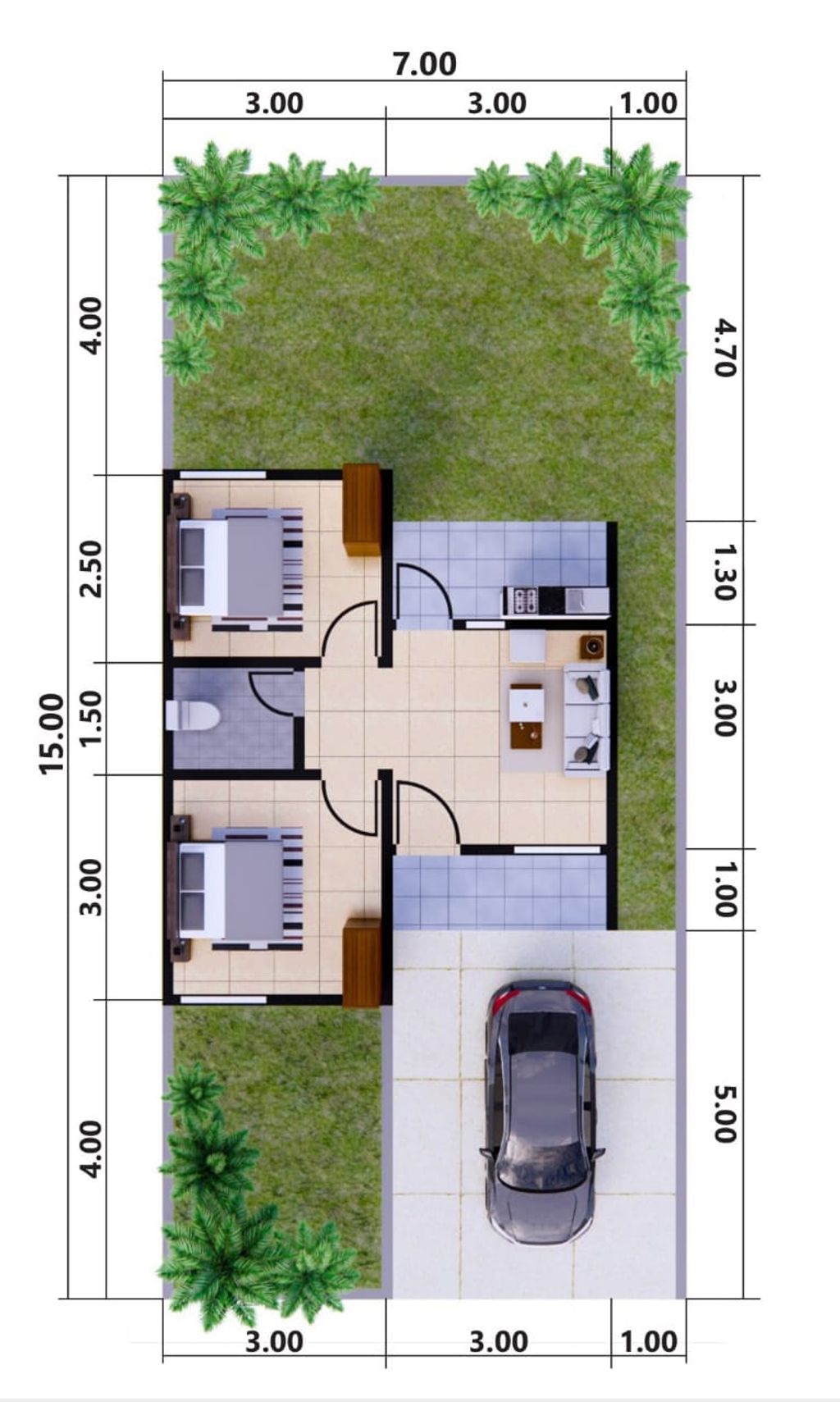 foto denah rumah tipe SUBSIDI perumahan THE GREEN WOLOAN RESIDENCE