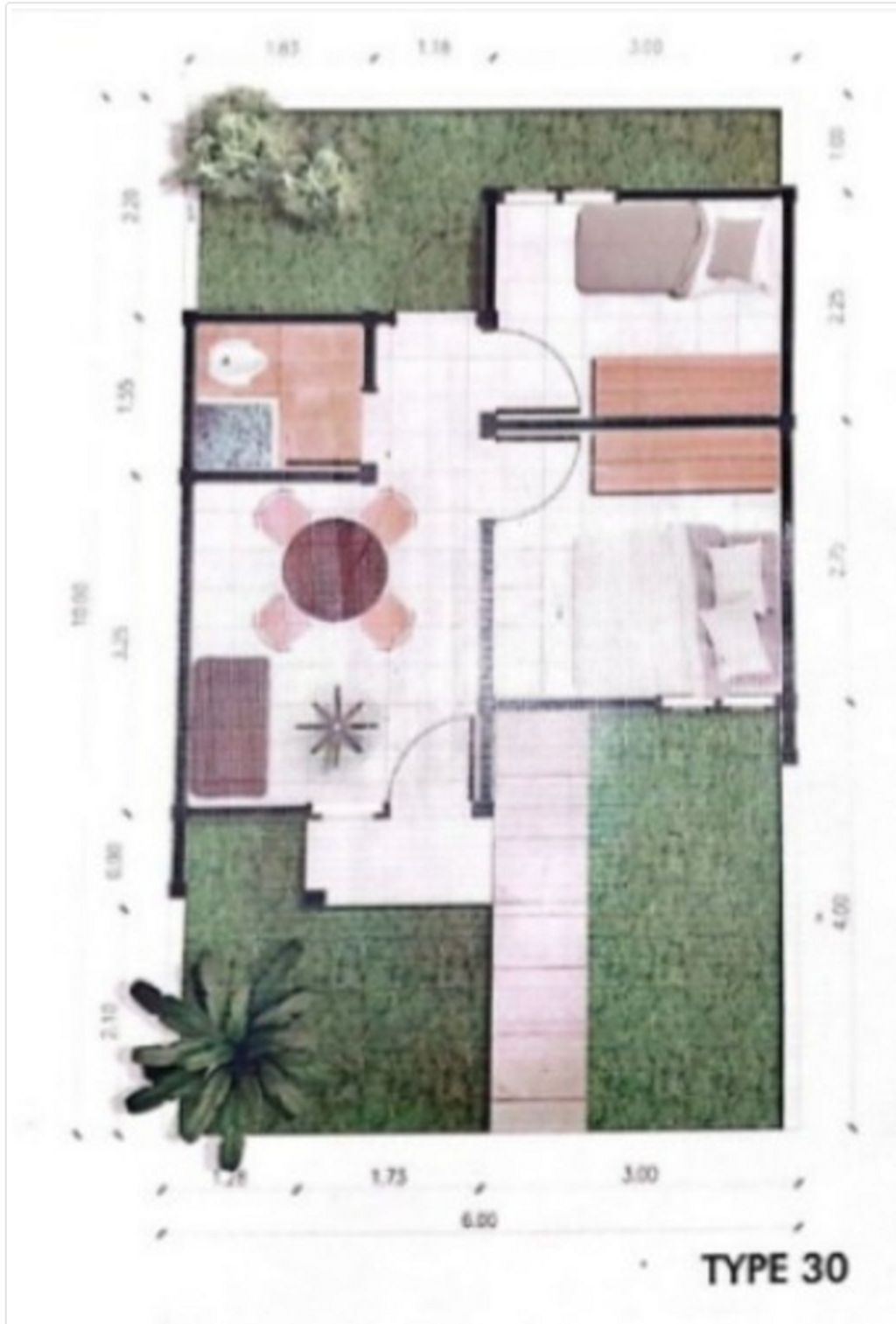 foto denah rumah tipe 30/94 perumahan Gardenia 2 cileungsi