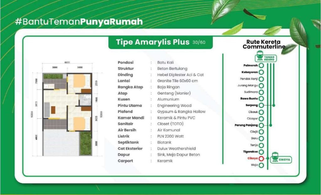 foto denah rumah tipe AMARYLIS PLUS perumahan BATARA PARKVIEW 2