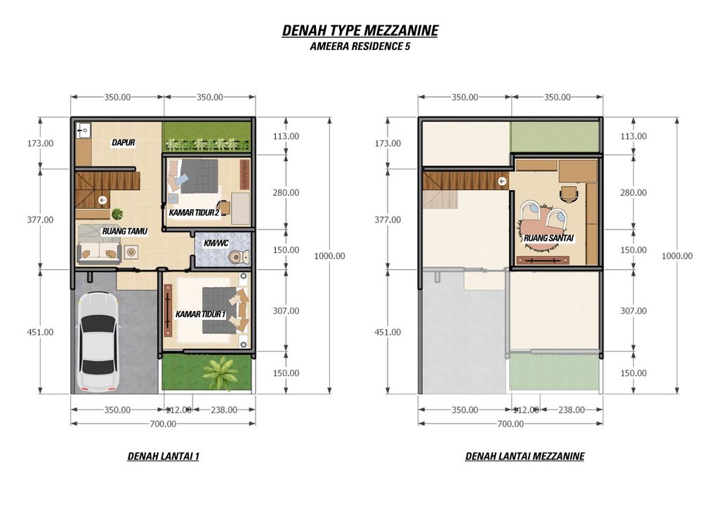 foto denah rumah tipe 61/70 perumahan Ameera Residence 5