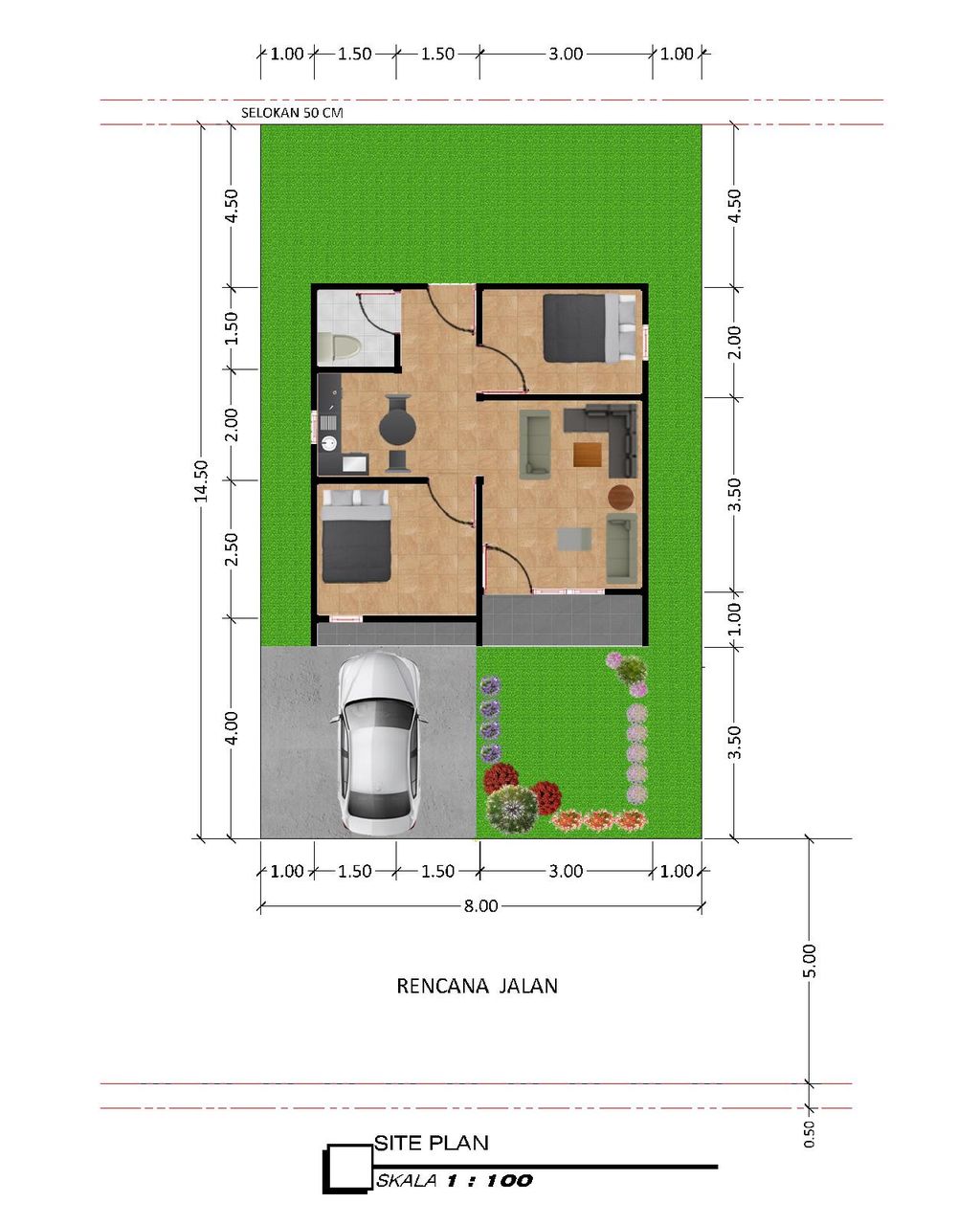 foto denah rumah tipe 36 perumahan Singkawang Residence Tahap III