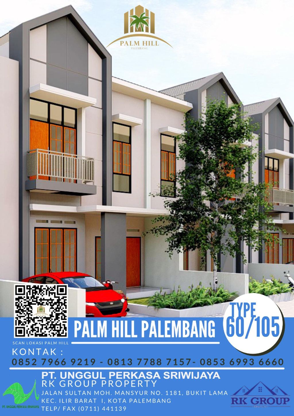foto tampak rumah tipe 60/105 perumahan PALM HILL