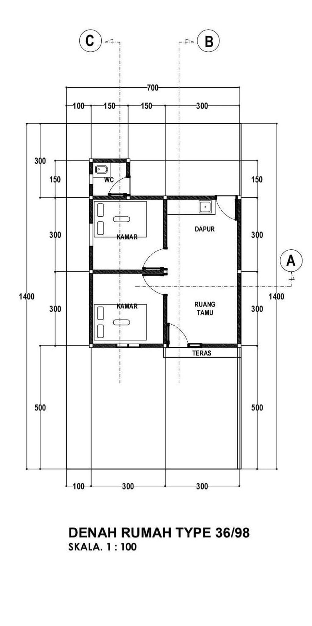 foto denah rumah tipe subsidi kopel perumahan Mattangnga Land
